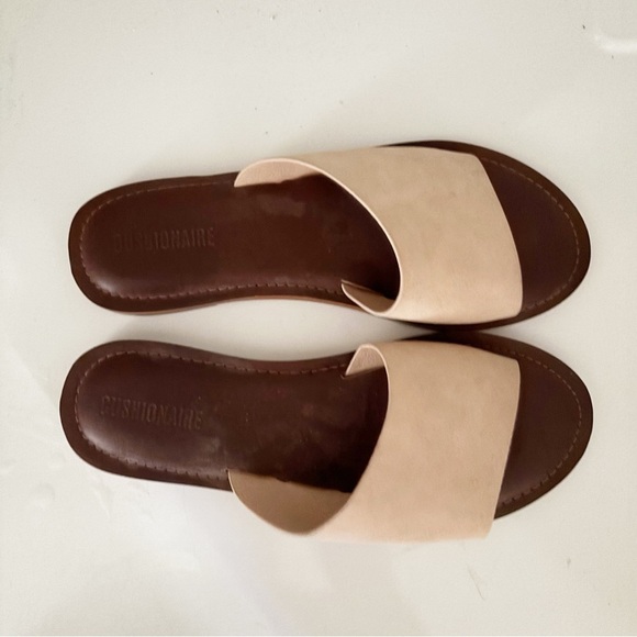 Tan and Pink Slide Sandals with Wide Strap - Picture 3 of 8